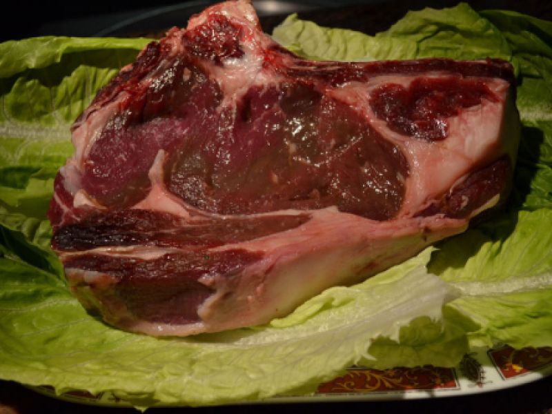 Vista de pieza de chuletón